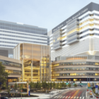 Skyline view of Abramson Cancer Center. The cancer center consists of several large buildings that are many stories high.