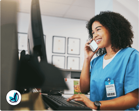 A nurse on the phone with a mesothelioma patient